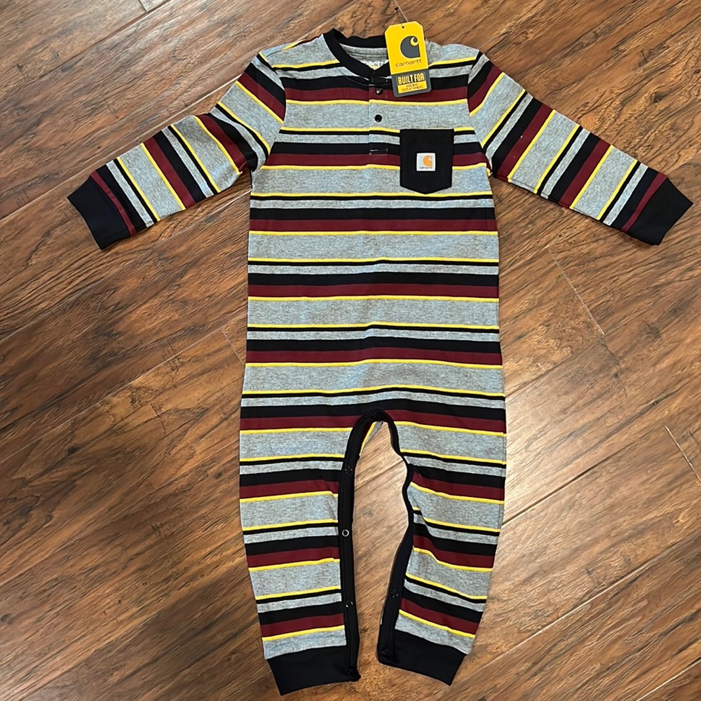 Boys long sleeve stripe coverall made by Carhartt